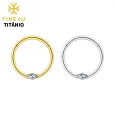 FINE4U Piercing Titânio Septo Daith Argola com Marquise CZ Hipoalergênica 8/10/12mm