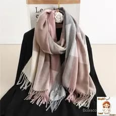 Luxuoso Cachecol Xadrez Inverno Quente Cachecol Longo de Cashmere Feminino Cachecol Feminino com Franjas Xaile Cachecol