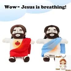 38cm Jesus que Respira Música Boneco de Pelúcia Brilhante de Jesus