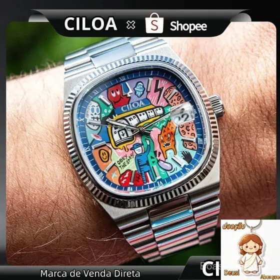 [Promoção de Natal] CILOA Relógio de quartzo masculino esportivo genuíno com mostrador grande e alta qualidade 518