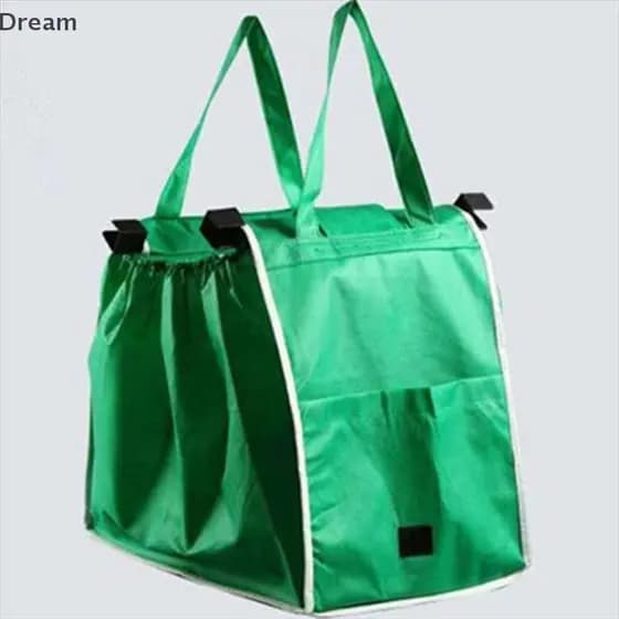 < Dream > Sacos De Carrinho De Compras Reutilizáveis , Sacola Resistente , Dobrável Com Alças , Clipe No À Venda