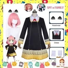Vestido de Cosplay Fantasia Feminino Spy x Family Anya Forger, Roupas para Mulheres e Meninas, Acessório de Halloween