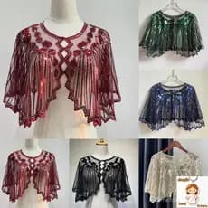 Xale 110g Festa de Casamento Das Mulheres E lantejoulas Deco 1920 Bolero Gatsby Capa Temático IK7R