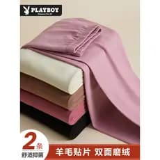 Playboy calças compridas femininas roupa interior cintura alta calças quentes lã joelheiras mais veludo alemão outono in