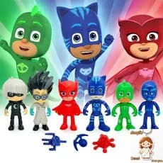 Kit 6 Boneco Pj Mask-s Menino Gato Corujita Lagartixo 10 cm Articulados Brinquedo De Crianças