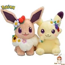 18cm Eevee Pikachu Brinquedo de Pelúcia Decoração de Coroa Kawaii para o Festival de Primavera de Páscoa