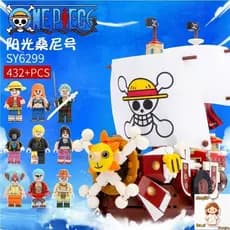 Kit 9 Bonecos One Piece + Navio Sunny  Blocos De Montar