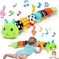 Brinquedos Sensoriais Macios com Lagartas de Pelúcia para Bebês de 0-3-6-12 Meses, Chocalhos e Brinquedos de Agitar