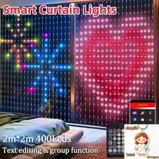 2 Metros 400LEDs Luzes De Cortina Inteligentes Bluetooth App Controle Remoto LED String RGB Fadas DIY Exibição De Mudanç
