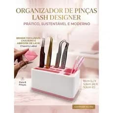 Porta Pinças E Escovinhas Organizador De Bancada Para Cílios E Sobrancelhas Lash Designer