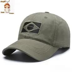 Boné de beisebol masculino bordado impressão bandeira do Brasil/Casual tático esportes chapéu HUTJ