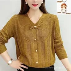 Moda de Outono Camiseta de Decote em V Simples Camisa de Fundo Combinável Malha Oca Tamanho Grande Solta Manga Curta Top