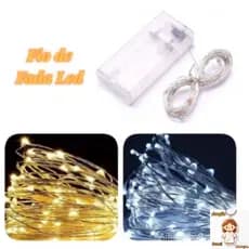 KIT 10 Fio Fada Prata Cordão Luz Cores Natal e Festa 3m 30 LED 2 Pilha Promocao