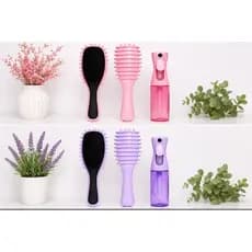 Kit Escova Massageadora Desembaraçadora + Escova Modeladora + Borrifador Spray para Cabelos
