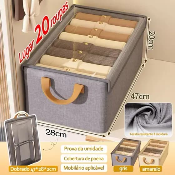 （Envio em 24h）Caixa Organizadora Dobrável Multiuso Com Tampa Feita em TNT Resistente E Ecológico 47*28*20cm