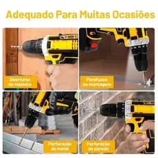 Furadeira Parafusadeira 21V com Impacto  Sem Fio + 2 Baterias