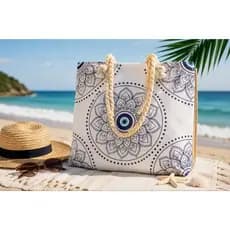 Bolsa de Praia feminina com Alça de Corda para Praia e Piscina Grande Resistente com Forro Interno
