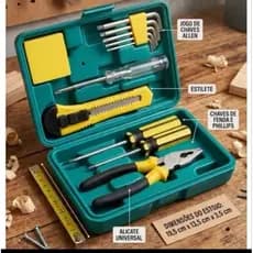 Kit Mini Caixa De Ferramentas Multiuso Com 11 Peças