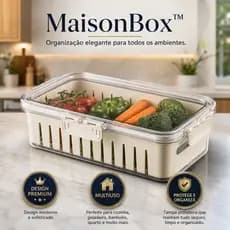 Cesto Organizador Multiuso com Tampa MaisonBox™ Organizador para Geladeira Armário Cozinha Banheiro Quarto
