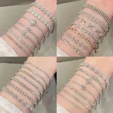 Pulseira de grama pequena com zircônia banhada a ouro Real, pulseira leve de luxo de alta qualidade