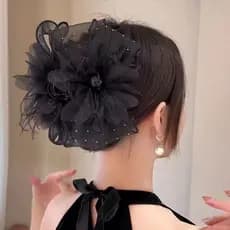Acessórios para o cabelo gaze pena Siya novo estilo tecido não metálico preto noite Hairpin flor peça artesanal arco est