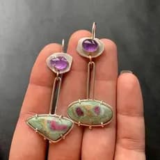 Elegante chique geométrico esmalte colorido vidro único brincos Medieval romance incrustado roxo Gem brincos feminino