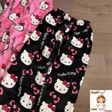 Pijama Macio Estampado Hello Kitty Cartoon Padrão Calças Para Mulheres