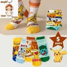 5Pairs Pokemon Pikachu Meias Para Crianças De 1-12 Anos De Idade Meninos De Algodão Meninas Presente De Aniversário