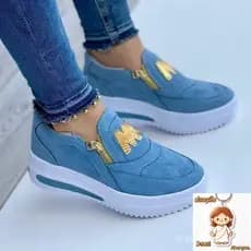 Tênis feminino Tênis com zíper lateral Tênis com plataforma