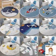 Tapete Redondo 3D Astronauta para Crianças Meninos, Sala de Estar, Quarto e Cozinha 100 * 100 cm 120 * 120 cm 140 * 140