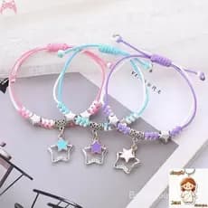 3Pcs/Conjunto Pulseira de Amizade para Casais para Meninas Pingente de Desenho Animado Fofo Ajustável Cor Fashionável pa