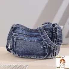 Nova Bolsas Femininas Tiracolo Casual Simples E Espaçosa Jeans Muitos Bolsos