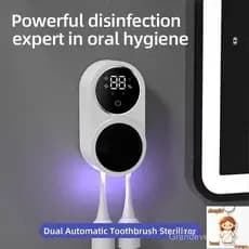 Esterilização |     Suporte para escova de dentes com esterilizador UV, secador por indução, recarregável 1800mAh