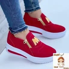 Tênis feminino Tênis com zíper lateral Tênis com plataforma