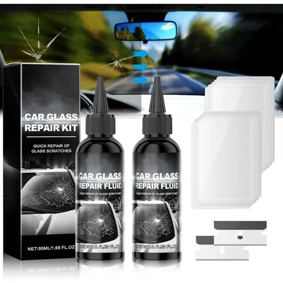 Kit de Reparação de Fissuras no Para-brisa do Carro 2PCSUpgrade, Líquido para Reparação de Vidros, Kit de Reparação de F