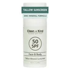 Protetor Solar Tallow SPF50—Protetor Solar Mineral Esportivo em Tamanho de Viagem, Sem Óxido de Zinco Nano, Seguro para