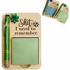 Suporte para Notas Adesivas LittleReminders, Organizador de Blocos de Notas de Madeira Divertido com Caneta, Organizador
