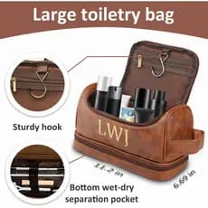 Bolsa de Higiene Pessoal de Couro Personalizada para Homens, Presentes de Natal Personalizados para Homens, Bolsa de Via