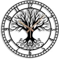 Relógio de Parede Grande de Metal, Relógio com Design Árvore da Vida, Relógios Silenciosos a Pilha Sem Tique-Tique para