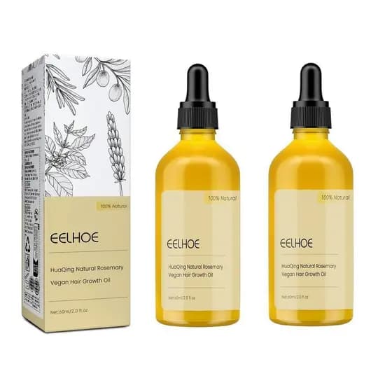 2 frascos de óleo natural para cuidados capilares vegetarianos, Eelhoe promove a circulação sanguínea e reduz a queda de