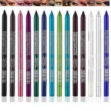 Conjunto de 14 delineadores em gel metálicos, conjunto de 14 delineadores à prova d'água, delineadores em gel coloridos
