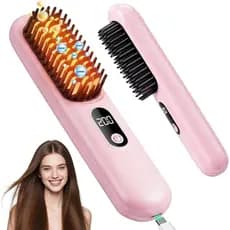 GoBrushPro2026, Escova Alisadora de Cabelo Sem Fio, Mini Alisador de Cabelo com 4 Configurações de Temperatura, Escova A