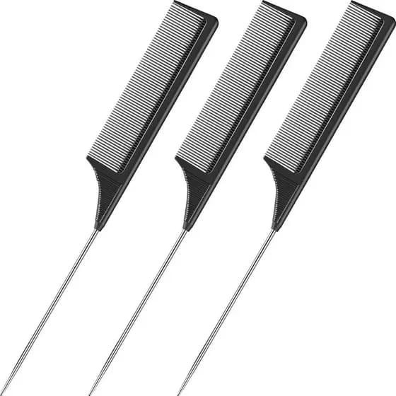 Conjunto de 3 pentes de cabo fino da Lenoson com agulhas de aço, pentes de fibra de carbono resistentes ao calor para se