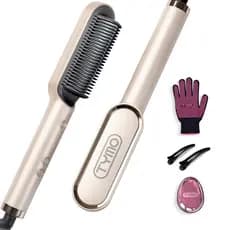 Escova Alisadora de Cabelo, TYMORingEscova Alisadora de Cabelo para Mulheres com 5 Temperaturas, Aquecimento Rápido em 2