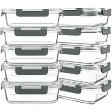 Conjunto de 10 peças KOMUEE de recipientes de armazenamento de vidro selados de 30 onças, recipientes de armazenamento d