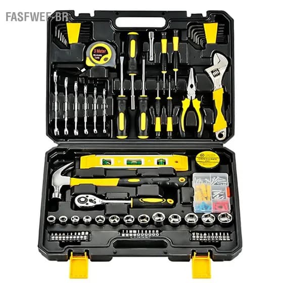 Fasfwef-br Fasfwef-br Conjunto de ferramentas de 108 peças, kit de mão para uso geral com caixa de ferramentas de