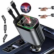 Carregador de carro 120W USB/IOS/TYPE-C Adaptador 4 Em 1 usb veicular com LED carregador super turbo