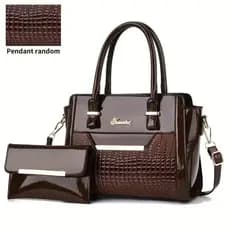 Conjunto de Bolsas Femininas Roffal, Estilo Vintage Elegante, Bolsa de Ombro em Couro PU com Design de Crocodilo e Lulu