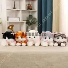 Brinquedo de pelúcia de gato, gato realista e fofo, animal de estimação, pelúcia 3D reconfortante, macia e fofa, durável