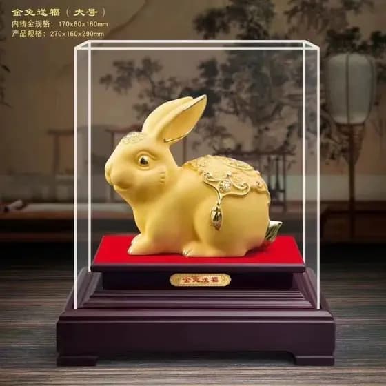 Ornamento de coelho banhado a ouro, o coelho dourado traz bênçãos, um artigo decorativo que atrai fortuna para casa e es